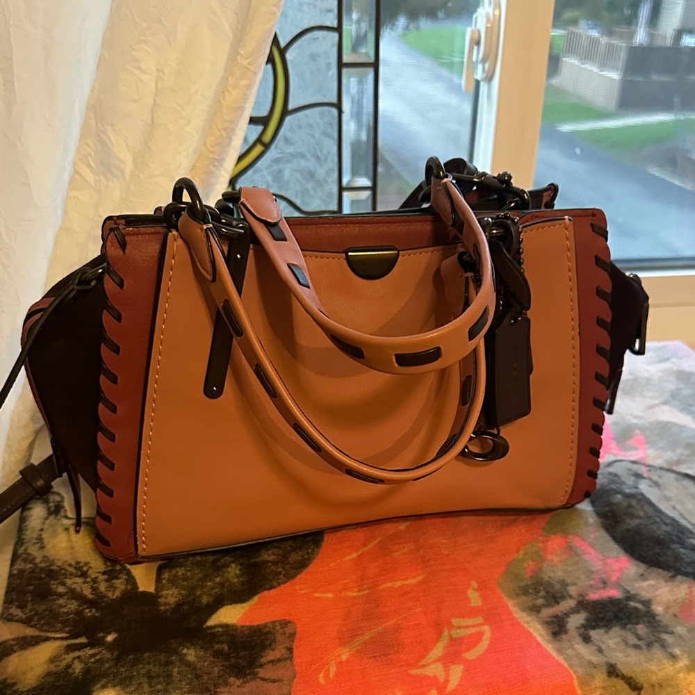 Coach pink and maroon Satchel with Black Accents